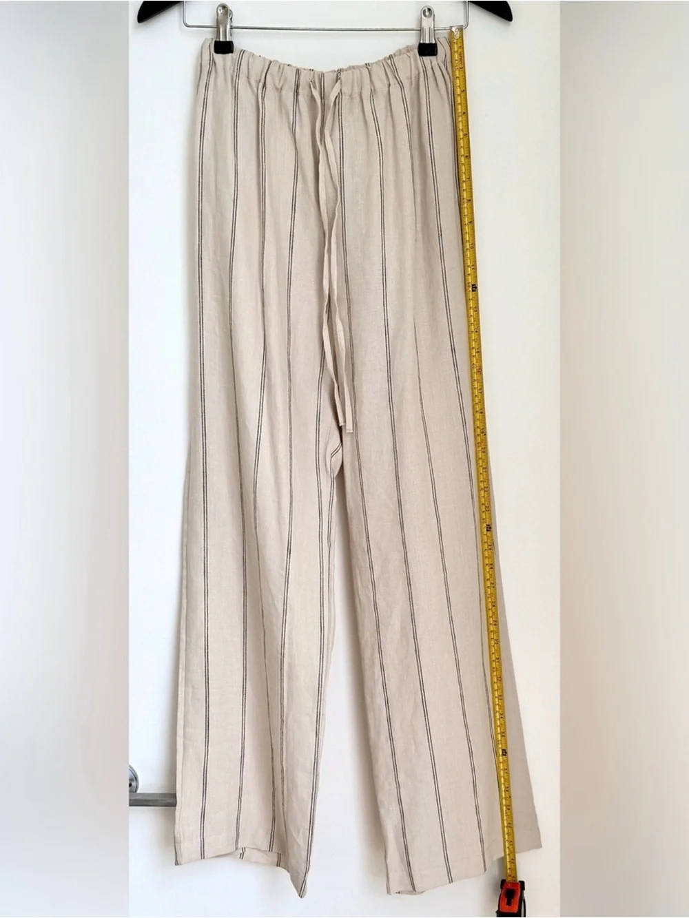 NWOT Reformation Relaxed Olina Striped Linen Pants in Oatmeal & Black | XS